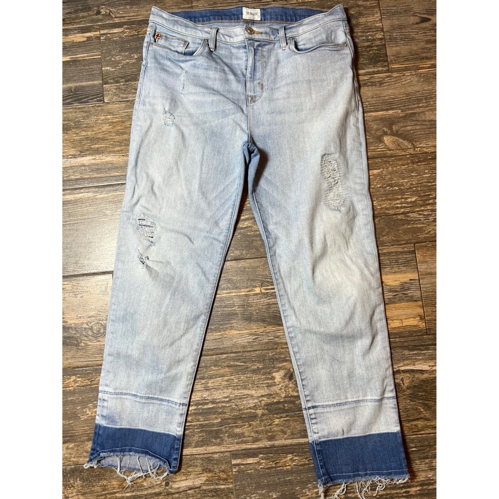 Hudson Zoey Jeans Size 31 Light Wash Distressed Cropped Frayed‎ Hem Denim